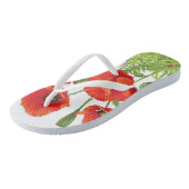 赤いポ縁どピーを付けた横 ビーチサンダル (アングル)