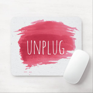 赤いマウスパッドの絵を描UNPLUG文字 マウスパッド