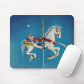 赤いマウスパッド-白く及び青の回転木馬の馬 マウスパッド (マウス)