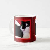 赤いマグの白黒愛猫 コーヒーマグカップ (正面左)