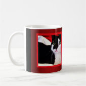 赤いマグの白黒愛猫 コーヒーマグカップ (左)