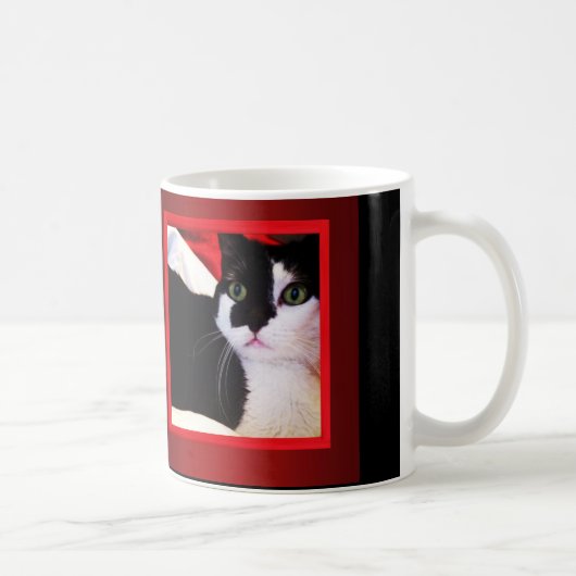 赤いマグの白黒愛猫 コーヒーマグカップ (右)