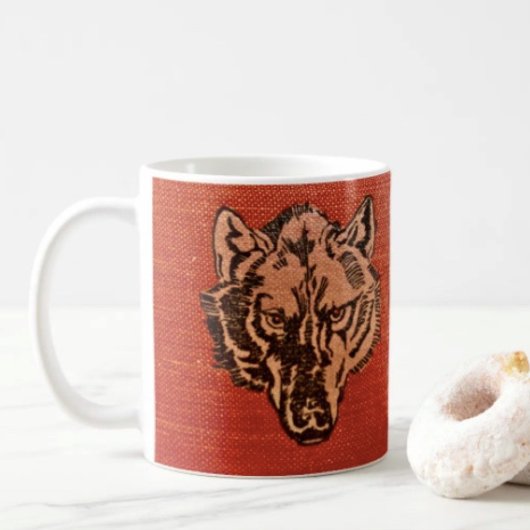 赤いマグカップの狼の頭 コーヒーマグカップ