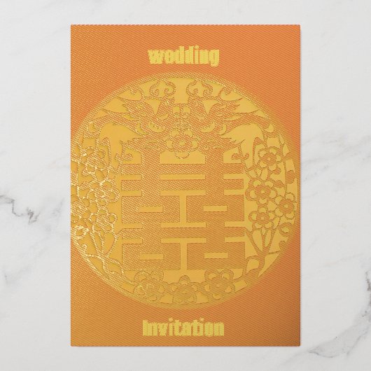 赤いマグピー幸せな単語の紙切り 箔招待状 (正面)