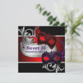 赤いマスクのスイート16マスカレードパーティー 招待状 (スタンド正面)