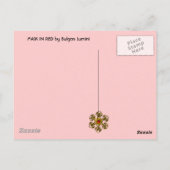 赤いマスクのヴェネツィアンマスクパーティー　ヴェネツィアのカーニバルの顔 ポストカード (裏面)