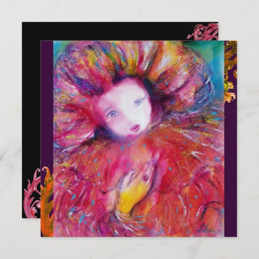 赤いマスク / マルディ・グラ・マスカレード・パーティ 招待状 (正面/裏面)