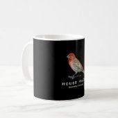 赤いマスボウシフィンチの鳥見グラフィック コーヒーマグカップ (正面左)