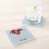 赤いマティーニのドラゴン カクテル ファンタジー イラスト ガラスコースター (アングル)