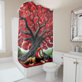 赤いマネードライオン シャワーカーテン (インサイチュ)