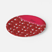 赤いマパーソナライズされたッシュルームを名付ける ペーパープレート (アングル)