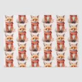 赤いマフラーがかわいい子ギツネの柄 薄葉紙 (正面)