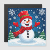 赤いマフラーと帽子をかぶった陽気な雪だるま (正面/裏面)