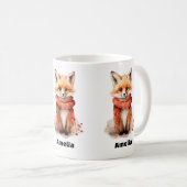 赤いマフラーのかわいい子ギツネ コーヒーマグカップ (正面右)