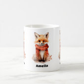赤いマフラーのかわいい子ギツネ コーヒーマグカップ (中央)