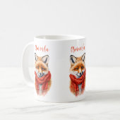 赤いマフラーのかわいい狐の秋の画像 コーヒーマグカップ (正面左)