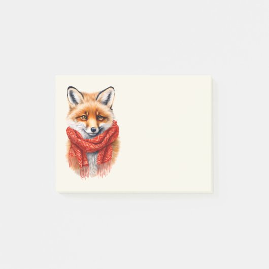 赤いマフラーのかわいい狐の秋の画像 ポストイット (正面)