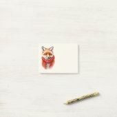 赤いマフラーのかわいい狐の秋の画像 ポストイット (デスク上)