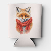 赤いマフラーのかわいい狐の秋の画像 缶クーラー (正面)