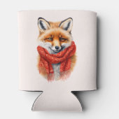 赤いマフラーのかわいい狐の秋の画像 缶クーラー (裏面)