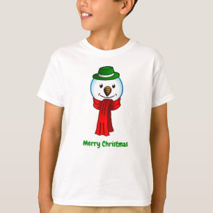赤いマフラーをした幸せな雪だるま Tシャツ