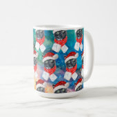 赤いマフラー姿の黒猫の面白いクリスマス コーヒーマグカップ (正面右)
