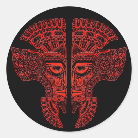 赤いマヤの双子マスク幻想を黒に ラウンドシール (正面)