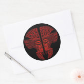 赤いマヤの双子マスク幻想を黒に ラウンドシール (封筒)