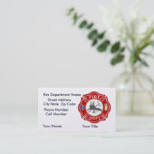 赤いマルタ十字が付いている火Dept Bussinessカード 名刺 (スタンド正面)