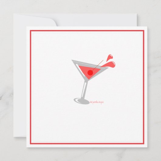 赤いマルティーニのカクテルのパーティの招待状 招待状 (裏面)