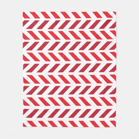 赤いマルーンのジグザグストライプ模様 フリースブランケット (正面)