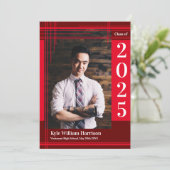 赤いマルーン学校のカラー卒業写真プライド 招待状 (スタンド正面)