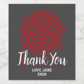 赤いマンダラモダン感謝していラギフト ワインラベル (シングルラベル)