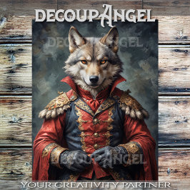 赤いマントを持つ貴族的なオオカミ – デカッパ –  薄葉紙