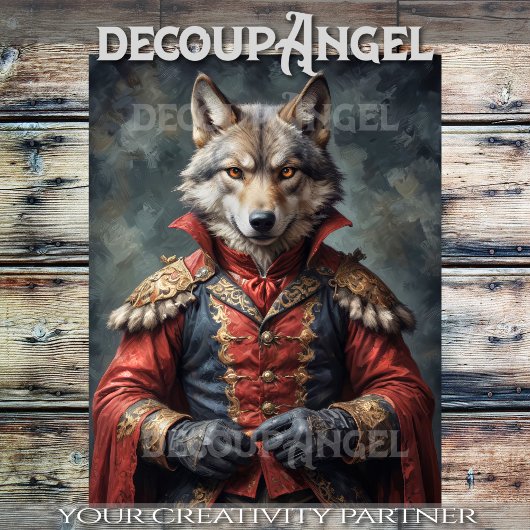 赤いマントを持つ貴族的なオオカミ – デカッパ – 薄葉紙