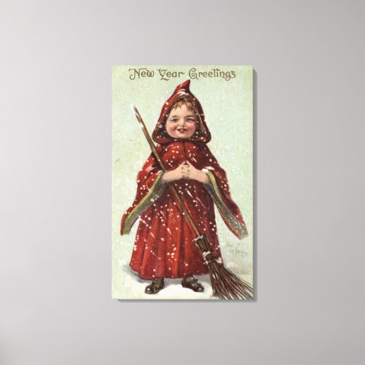 赤いマントを着た子供 キャンバスプリント (正面)