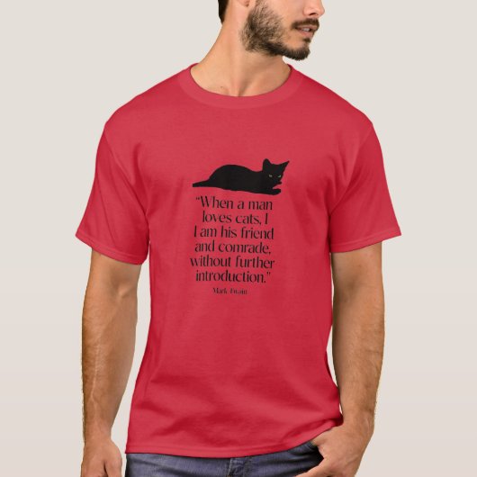 赤いマーク・トウェインの猫の引用Tシャツ Tシャツ (正面)