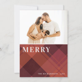 赤いマーズラ・チェック柄１枚の写真　メリークリスマス シーズンカード