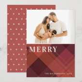 赤いマーズラ・プレイドの写真1枚　メリークリスマス シーズンカード (正面/裏面)