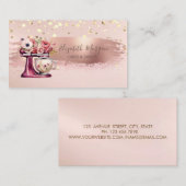 赤いミキサーフラワー、金ゴールド紙吹雪、ブラシストローク 名刺 (正面/裏面)