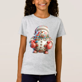 赤いミトン+雪だるま+クリスマス+著者+ナターシャ Tシャツ