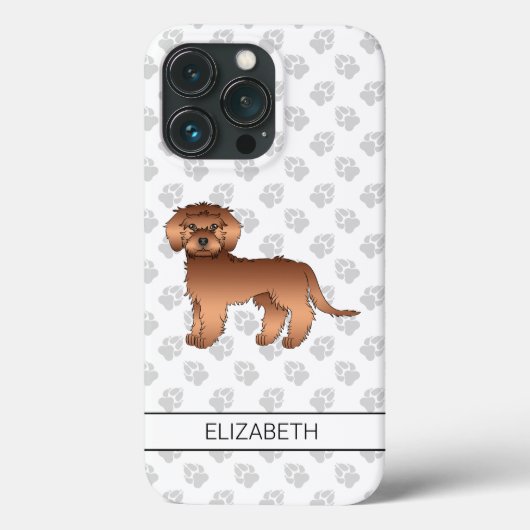 赤いミニゴールドゥードルのキャラクター犬と名前 Case-Mate iPhoneケース (裏面)