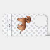 赤いミニゴールドゥードルのキャラクター犬と名前 Case-Mate iPhoneケース (裏面 (横))