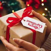 赤いミニマルかわいいフォントメリークリスマスから ギフトタグ