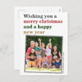 赤いミニマルメリークリスマス金ゴールド新年の写真 シーズンポストカード (正面/裏面)