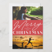 赤いミニマルメリークリスマス シーズンカード (正面)