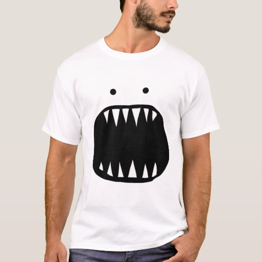 赤いミニマルモンスターの顔 Tシャツ (正面)