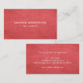 赤いミニマルリネンのテクスチャモダンプロフェッショナル 名刺 (正面/裏面)