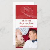 赤いミニマル写真の白いループのラブライン セーブザデート (正面/裏面)