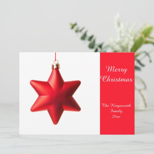 赤いミニマル星のメリークリスマスカード (スタンド正面)